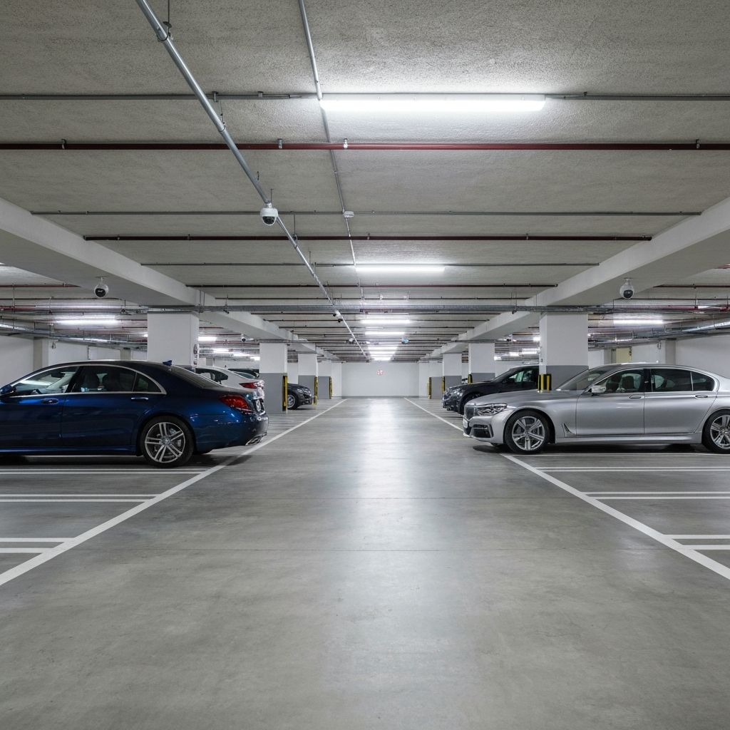 Интерьер подземного паркинга